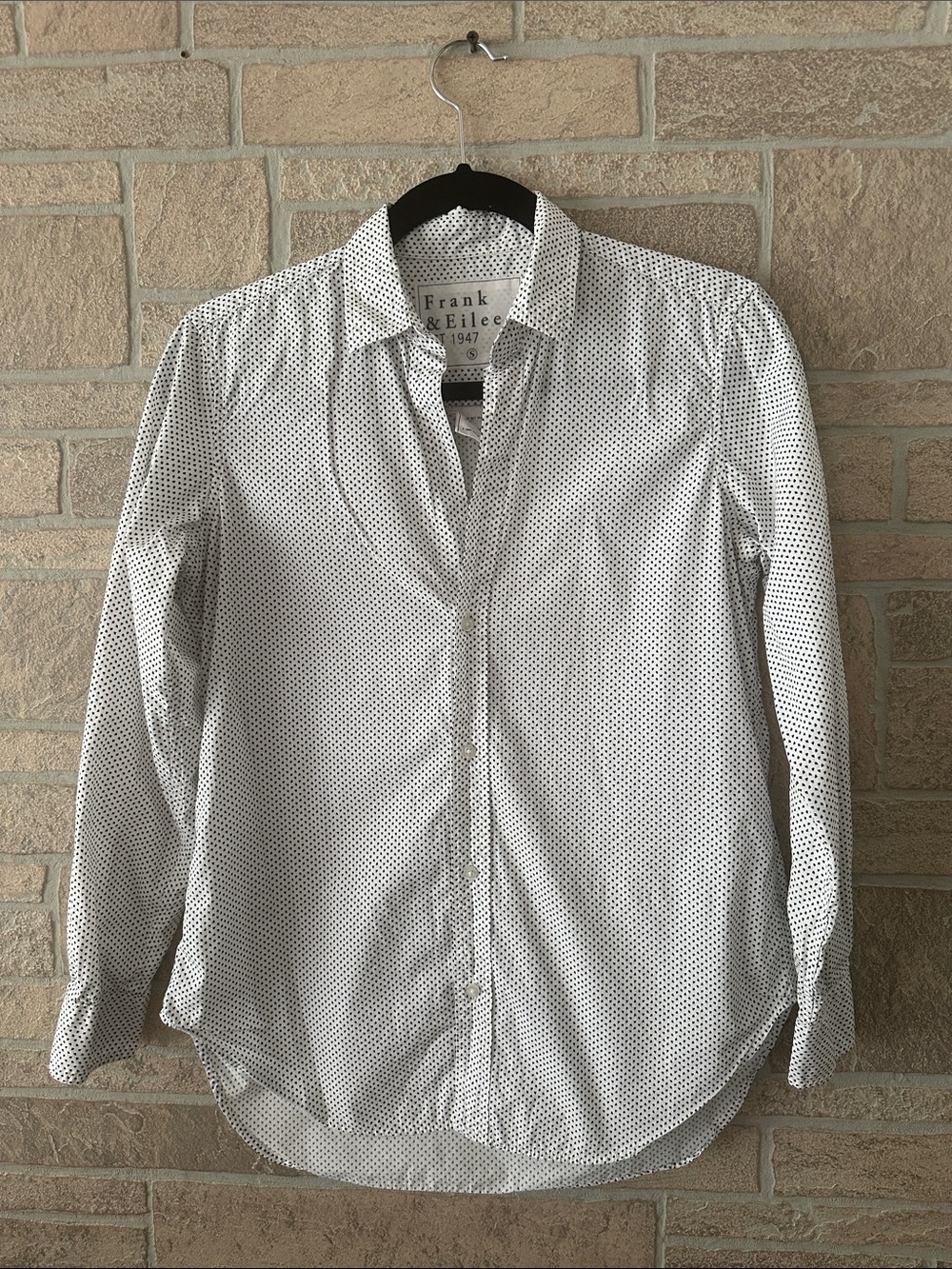 Frank & Eileen Frank White Shirt with Micro Heart Print 100% cotton Dainty S
